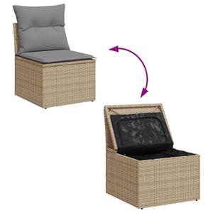 vidaXL 5-delige Loungeset met kussens poly rattan gemengd beige