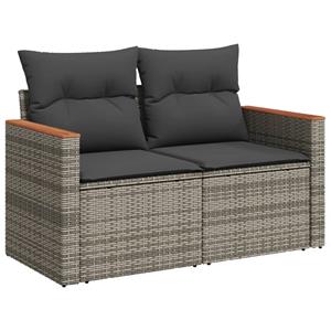 vidaXL 6-delige Loungeset met kussens poly rattan grijs