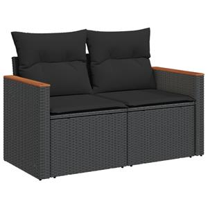 vidaXL 6-delige Loungeset met kussens poly rattan zwart