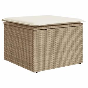 vidaXL 6-delige Loungeset met kussens poly rattan beige