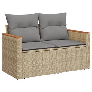 vidaXL 6-delige Loungeset met kussens poly rattan gemengd beige