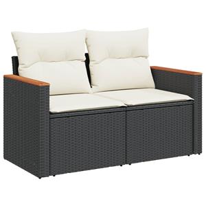 vidaXL 7-delige Loungeset met kussens poly rattan zwart