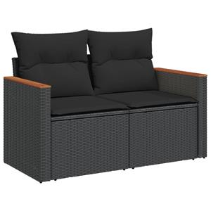 vidaXL 7-delige Loungeset met kussens poly rattan zwart