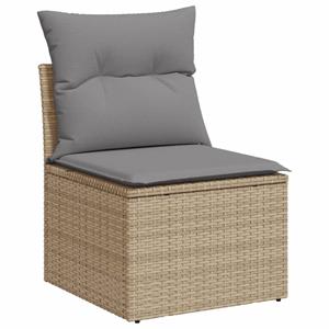 vidaXL 6-delige Loungeset met kussens poly rattan gemengd beige