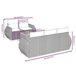 vidaXL 6-delige Loungeset met kussens poly rattan zwart