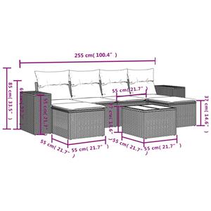 vidaXL 7-delige Loungeset met kussens poly rattan zwart