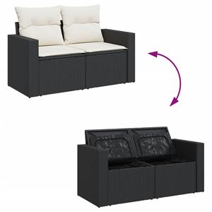 vidaXL 8-delige Loungeset met kussens poly rattan zwart