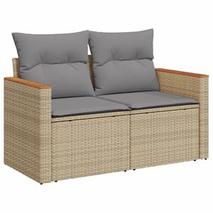 vidaXL 8-delige Loungeset met kussens poly rattan gemengd beige