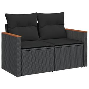 vidaXL 8-delige Loungeset met kussens poly rattan zwart