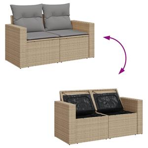 vidaXL 8-delige Loungeset met kussens poly rattan gemengd beige