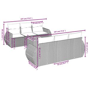 vidaXL 7-delige Loungeset met kussens poly rattan zwart