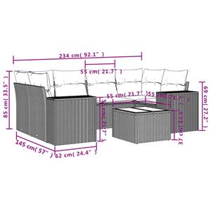 vidaXL 7-delige Loungeset met kussens poly rattan zwart