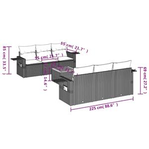 vidaXL 7-delige Loungeset met kussens poly rattan beige