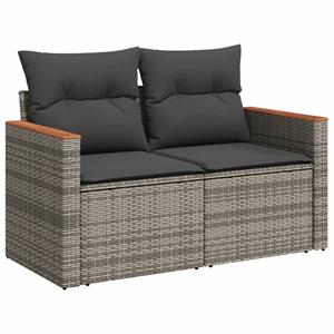 vidaXL 8-delige Loungeset met kussens poly rattan grijs