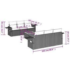 vidaXL 7-delige Loungeset met kussens poly rattan gemengd beige