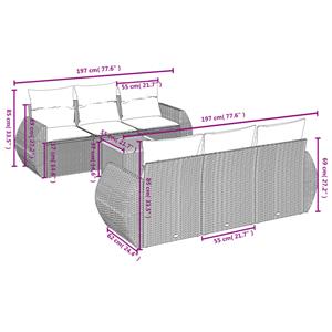 vidaXL 7-delige Loungeset met kussens poly rattan beige