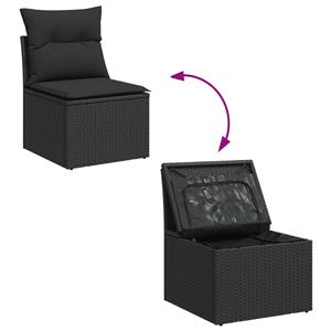 vidaXL 8-delige Loungeset met kussens poly rattan zwart