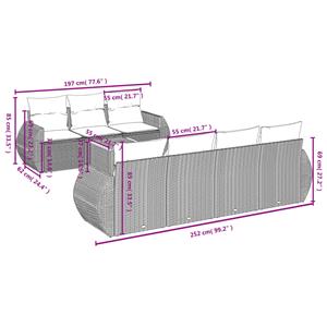 vidaXL 8-delige Loungeset met kussens poly rattan zwart