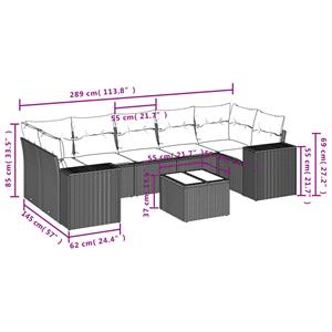 vidaXL 8-delige Loungeset met kussens poly rattan zwart