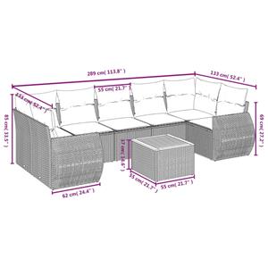 vidaXL 8-delige Loungeset met kussens poly rattan grijs