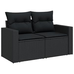 vidaXL 10-delige Loungeset met kussens poly rattan zwart