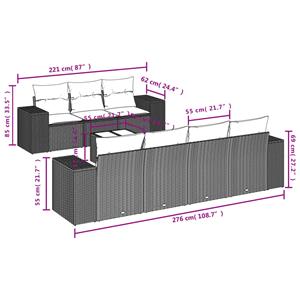 vidaXL 8-delige Loungeset met kussens poly rattan zwart