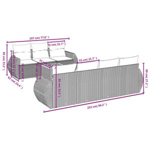 vidaXL 8-delige Loungeset met kussens poly rattan grijs