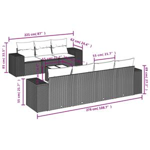 vidaXL 8-delige Loungeset met kussens poly rattan grijs