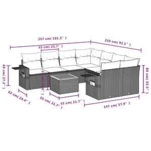 vidaXL 9-delige Loungeset met kussens poly rattan zwart