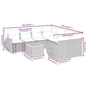 vidaXL 9-delige Loungeset met kussens poly rattan zwart