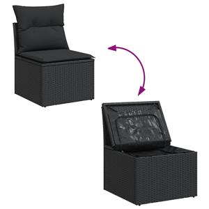 vidaXL 9-delige Loungeset met kussens poly rattan zwart