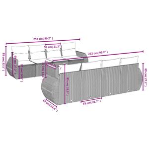 vidaXL 9-delige Loungeset met kussens poly rattan grijs