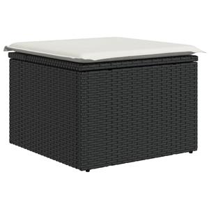 vidaXL 10-delige Loungeset met kussens poly rattan zwart