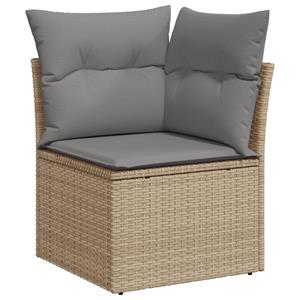 vidaXL 10-delige Loungeset met kussens poly rattan gemengd beige