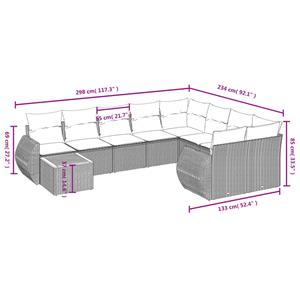 vidaXL 10-delige Loungeset met kussens poly rattan zwart