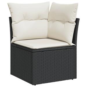 vidaXL 11-delige Loungeset met kussens poly rattan zwart