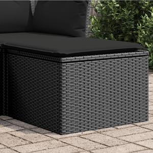 bonnevie Gartenhocker mit Kissen Schwarz 55x55x37 cm Poly Rattan vidaXL902933