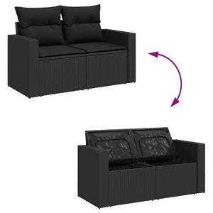 vidaXL 11-delige Loungeset met kussens poly rattan zwart