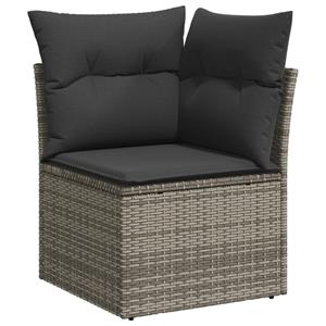 vidaXL 11-delige Loungeset met kussens poly rattan grijs