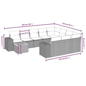 vidaXL 11-delige Loungeset met kussens poly rattan zwart