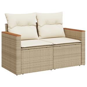 vidaXL 12-delige Loungeset met kussens poly rattan beige