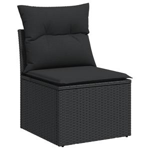 vidaXL 15-delige Loungeset met kussens poly rattan zwart