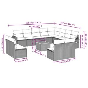 vidaXL 13-delige Loungeset met kussens poly rattan zwart