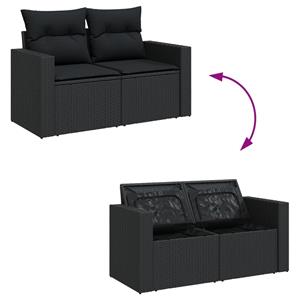 vidaXL 13-delige Loungeset met kussens poly rattan zwart