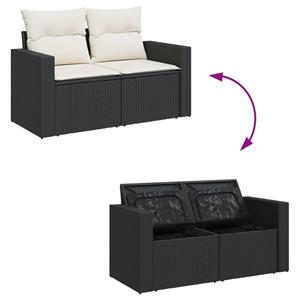 vidaXL 13-delige Loungeset met kussens poly rattan zwart