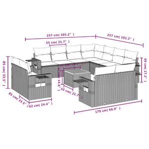 vidaXL 12-delige Loungeset met kussens poly rattan beige