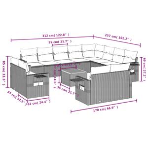 vidaXL 13-delige Loungeset met kussens poly rattan zwart