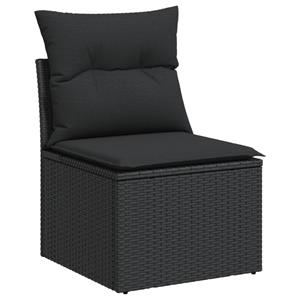 vidaXL 13-delige Loungeset met kussens poly rattan zwart