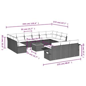 vidaXL 14-delige Loungeset met kussens poly rattan zwart