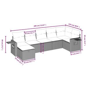 vidaXL 7-delige Loungeset met kussens poly rattan zwart